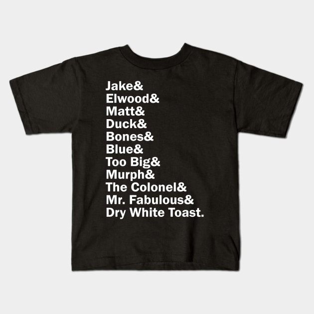 Funny Names x Blues Brothers Kids T-Shirt by muckychris